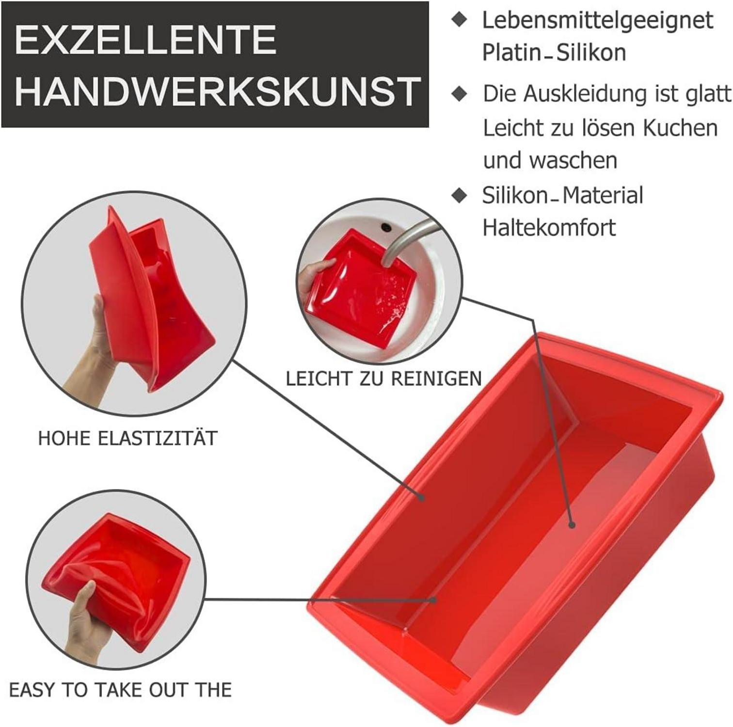 SILIVO Brownie Backform Silikon Eckig 20cm Antihaft 2er Set
