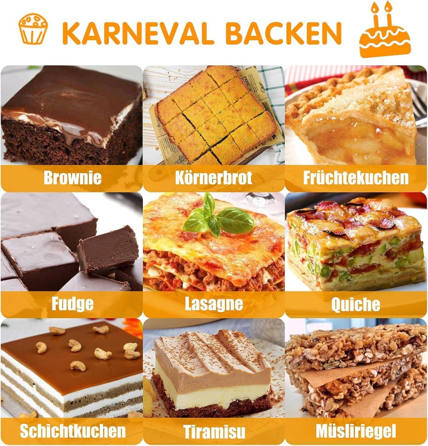 Silikon Brownie Backform 20 cm 2er Set Antihaft - Eckig Kuchenform