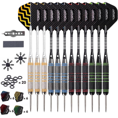 Profi Dartpfeile Metallspitze Set 12 Stück 24g Steel Darts