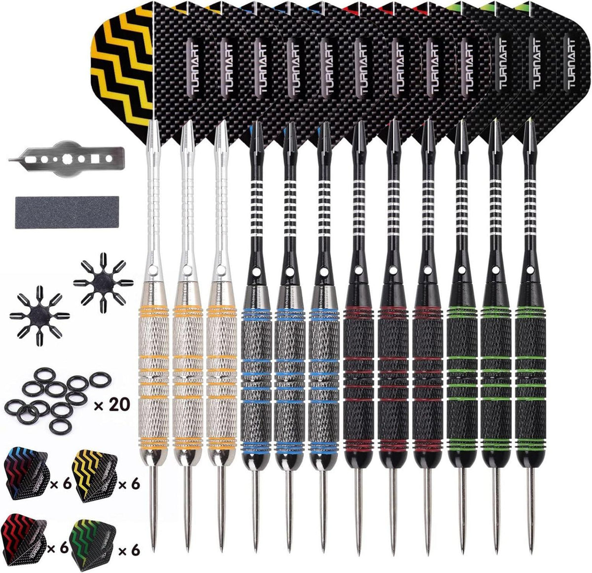 Profi Steel Darts Pfeile Set 12 Stück Metallspitze 24g