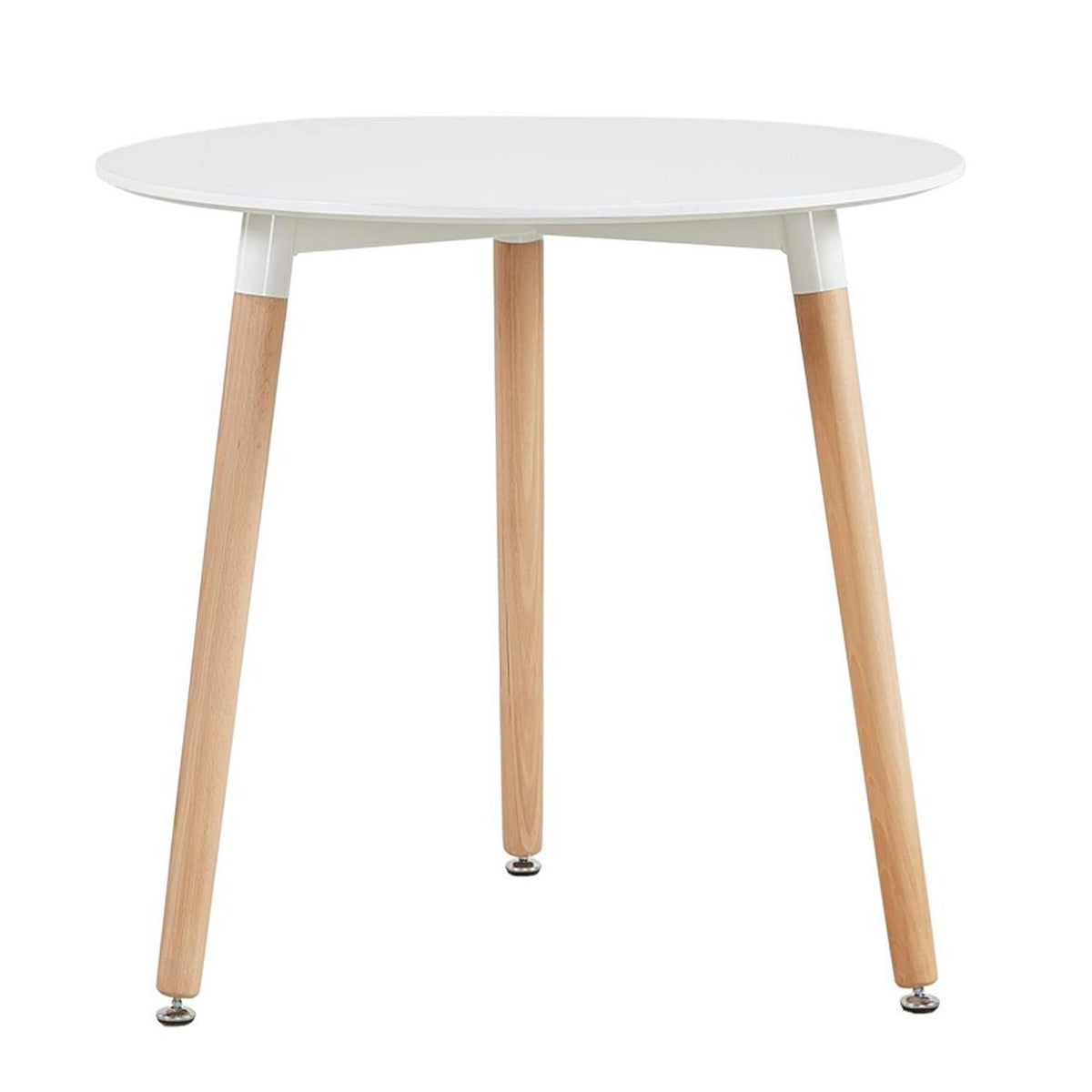 Runder Küchentisch Weiß – MDF mit Buchenbeinen (80x80cm)