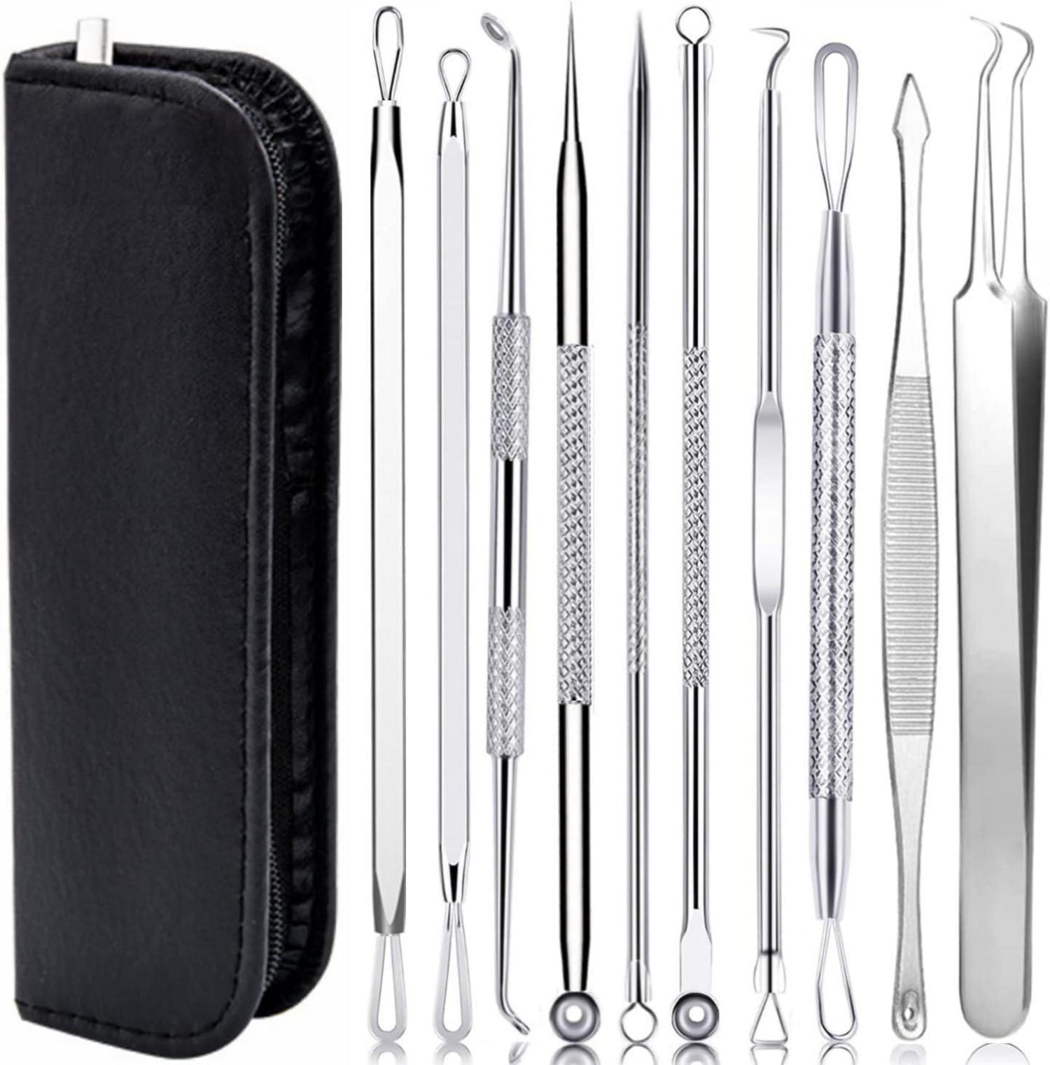 Mitesserentferner Set 10PCS Komedonenquetscher Blackhead Remover Akne
