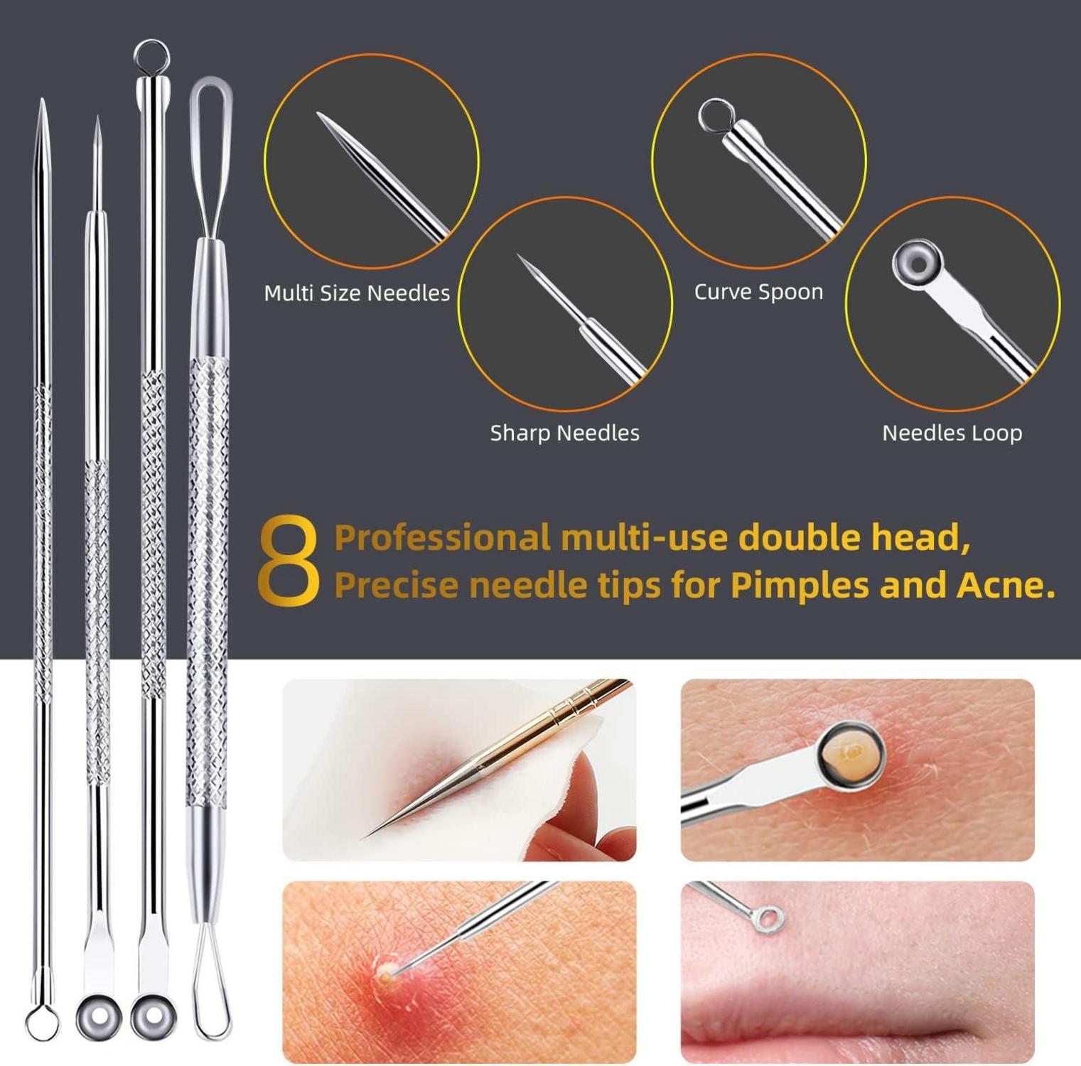 Mitesserentferner Set 10PCS Komedonenquetscher Blackhead Remover Akne