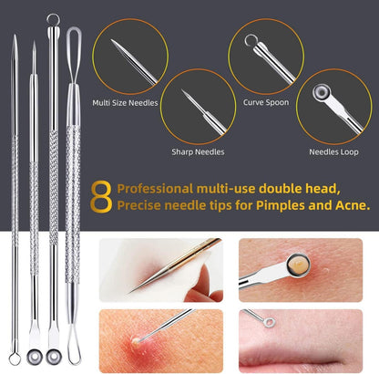 Mitesserentferner Set 10PCS Komedonenquetscher Blackhead Remover Akne