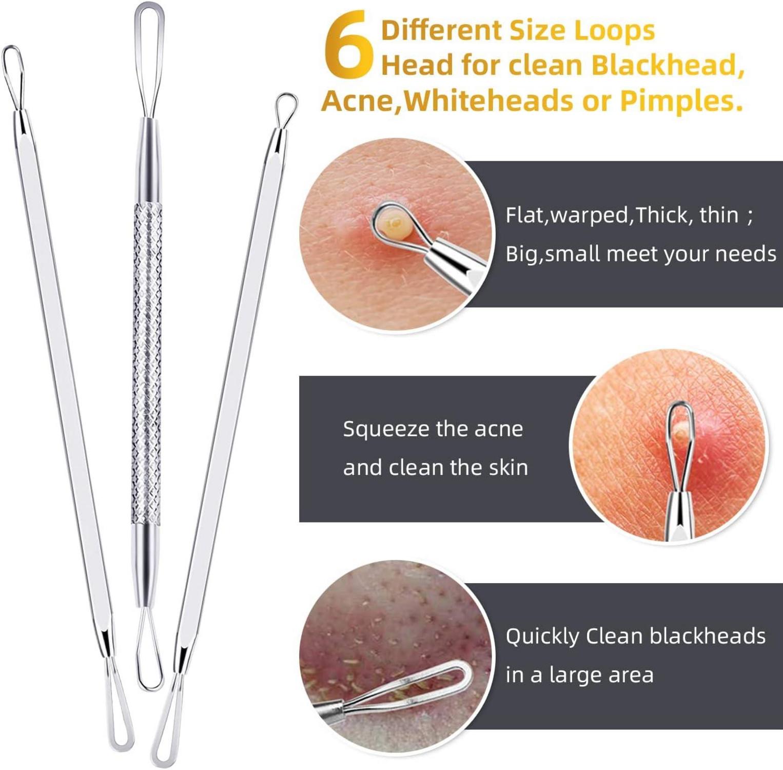 AIBEE Mitesserentferner Komedonenquetscher Set - 10PCS Blackhead Remover Nasen-Gesichtspflege