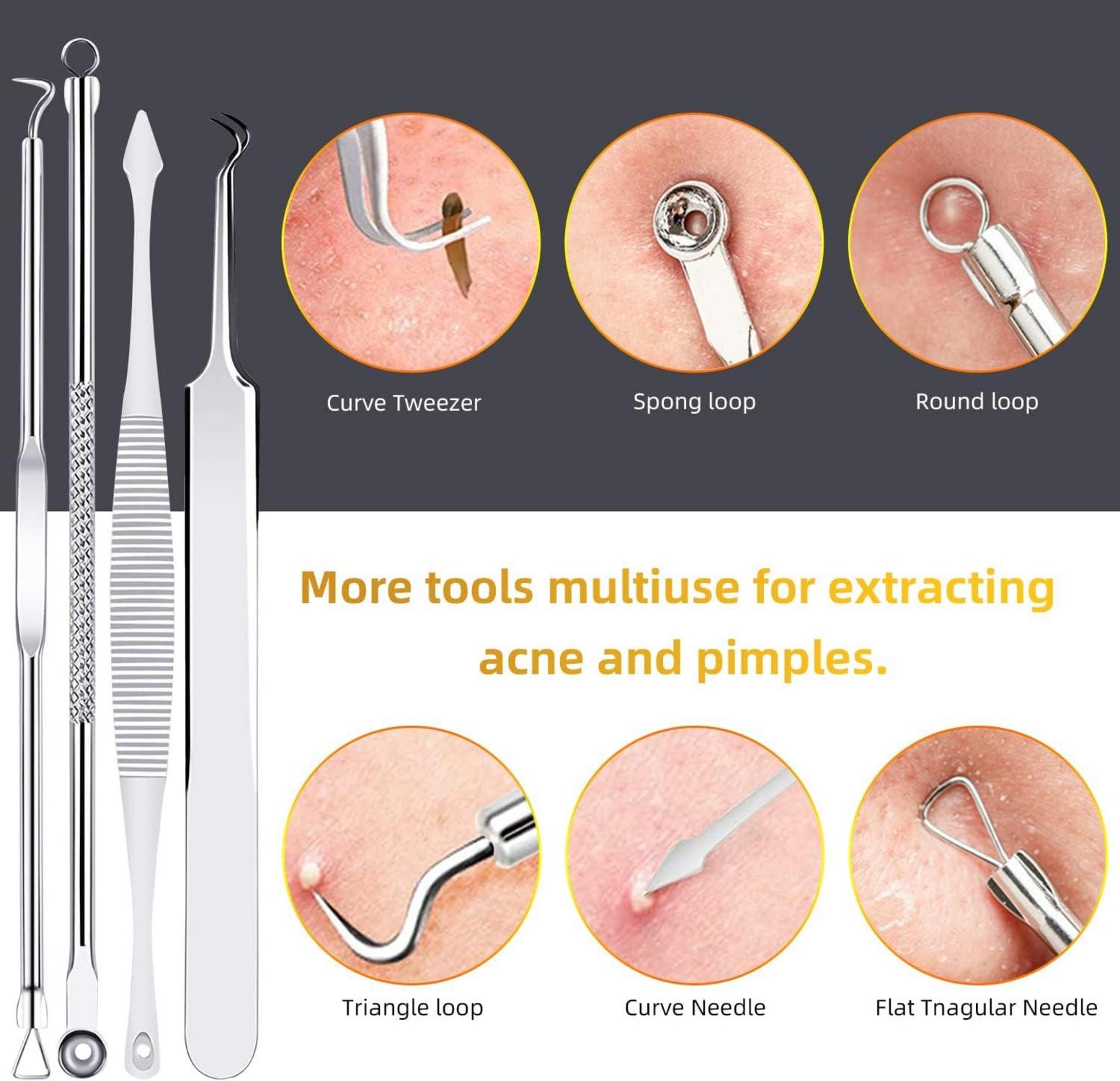 Mitesserentferner Set 10PCS Komedonenquetscher Blackhead Remover Akne Pinzette