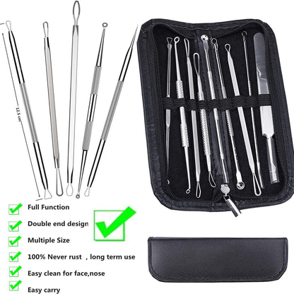 Mitesserentferner Komedonenquetscher Set -10PCS Blackhead Remover Akne