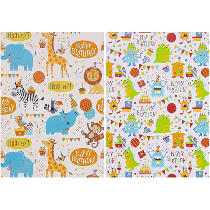 QINREN Kinder Geschenkpapier 6 Stück 70x50 cm Geburtstag