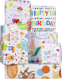 Geschenkpapier Kinder Tiere Bunt 6 Stück 70x50 cm Geburtstag Party