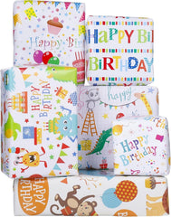 Geschenkpapier Kinder Tiere Bunt 6 Stück 70x50 cm Geburtstag Party
