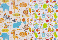 Kinder Geschenkpapier Set Geburtstag Tiere 6 Stück 70x50cm Party