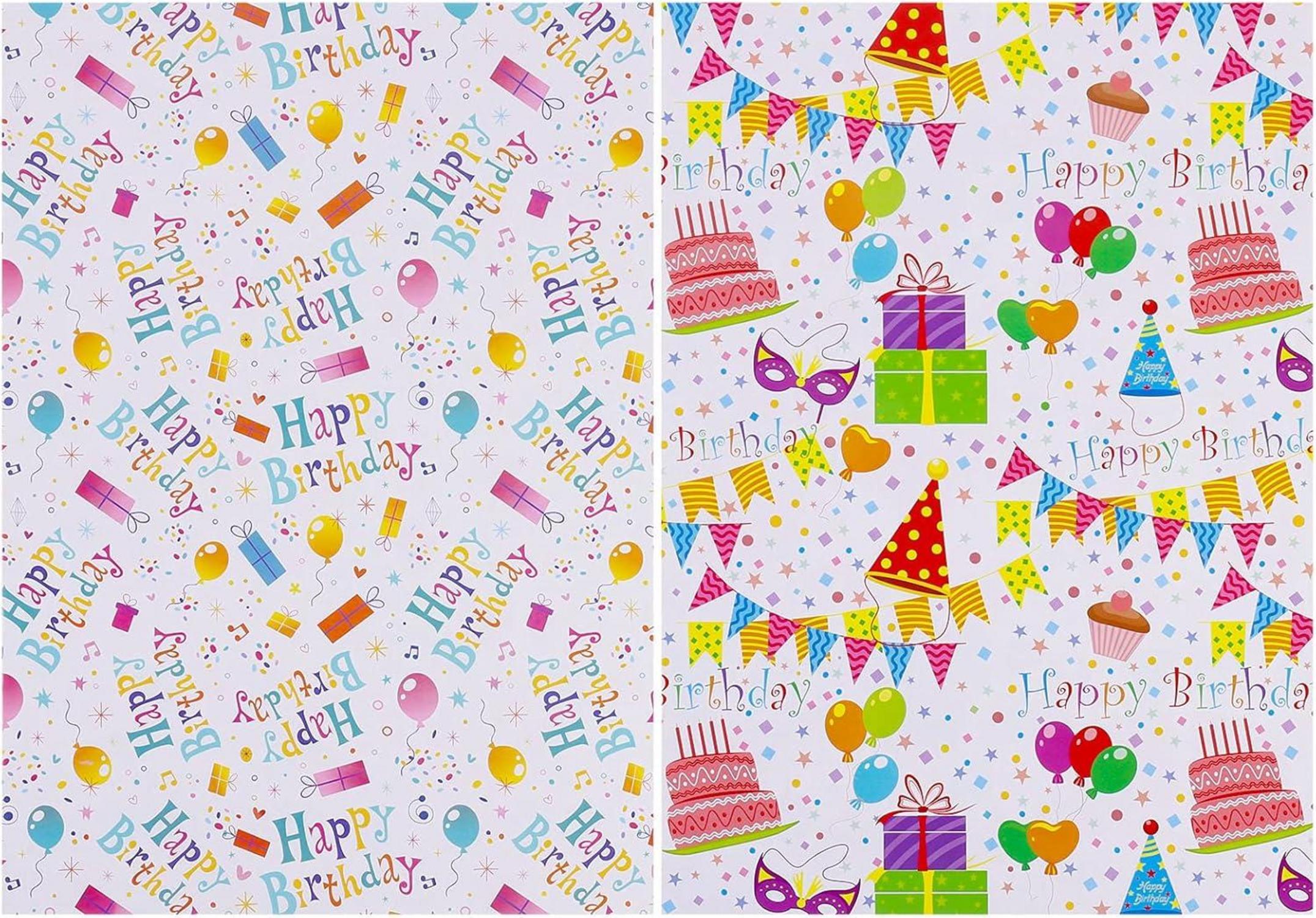 6er Pack Geburtstags Geschenkpapier Set Tiere Bunt 70x50 cm Kinderparty