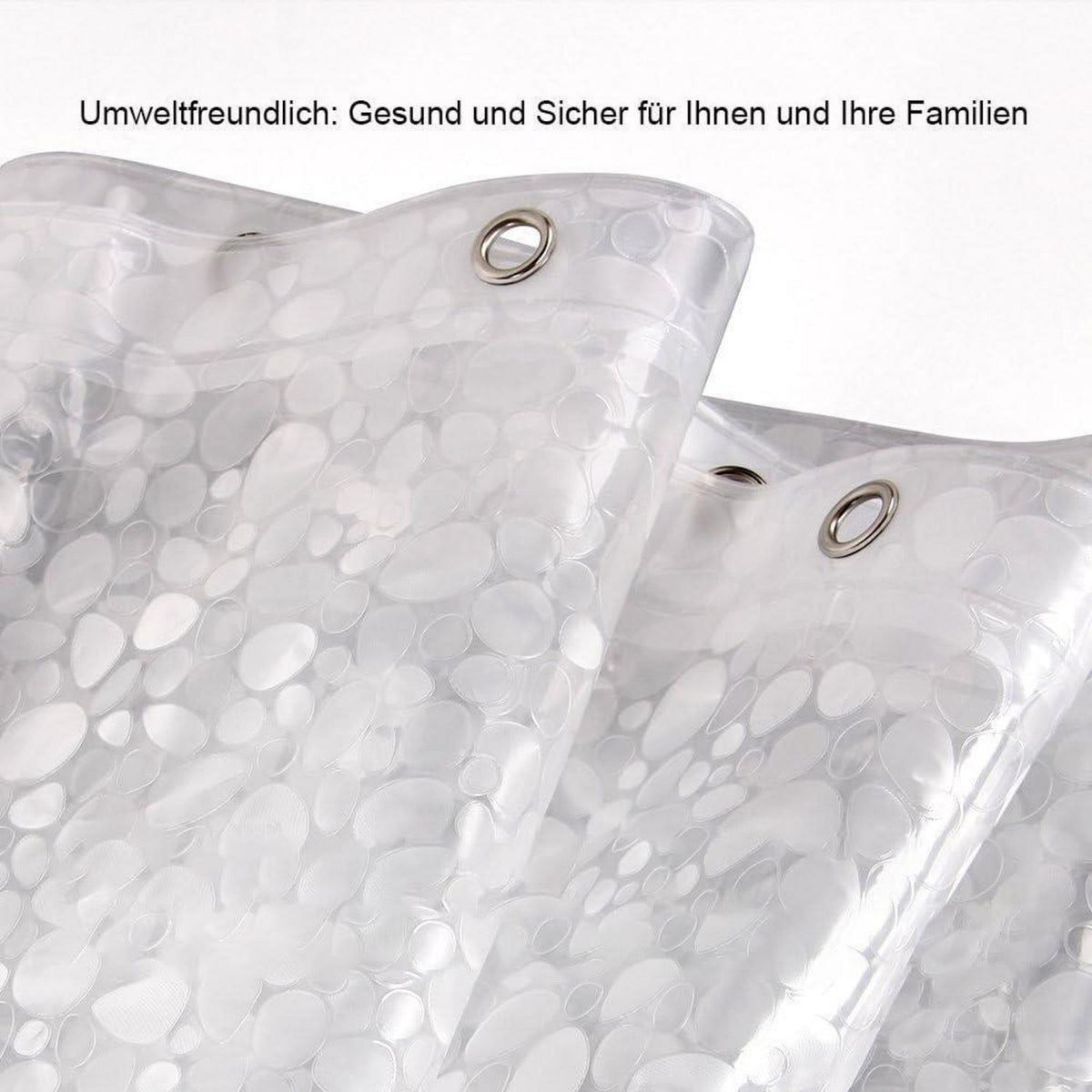 Duschvorhang Anti-Schimmel mit Magneten, 120x180cm, 3D Steinmuster, transparent