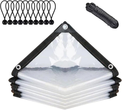 Wasserdichte transparente Plane mit Ösen und Bindeseil 2x2m