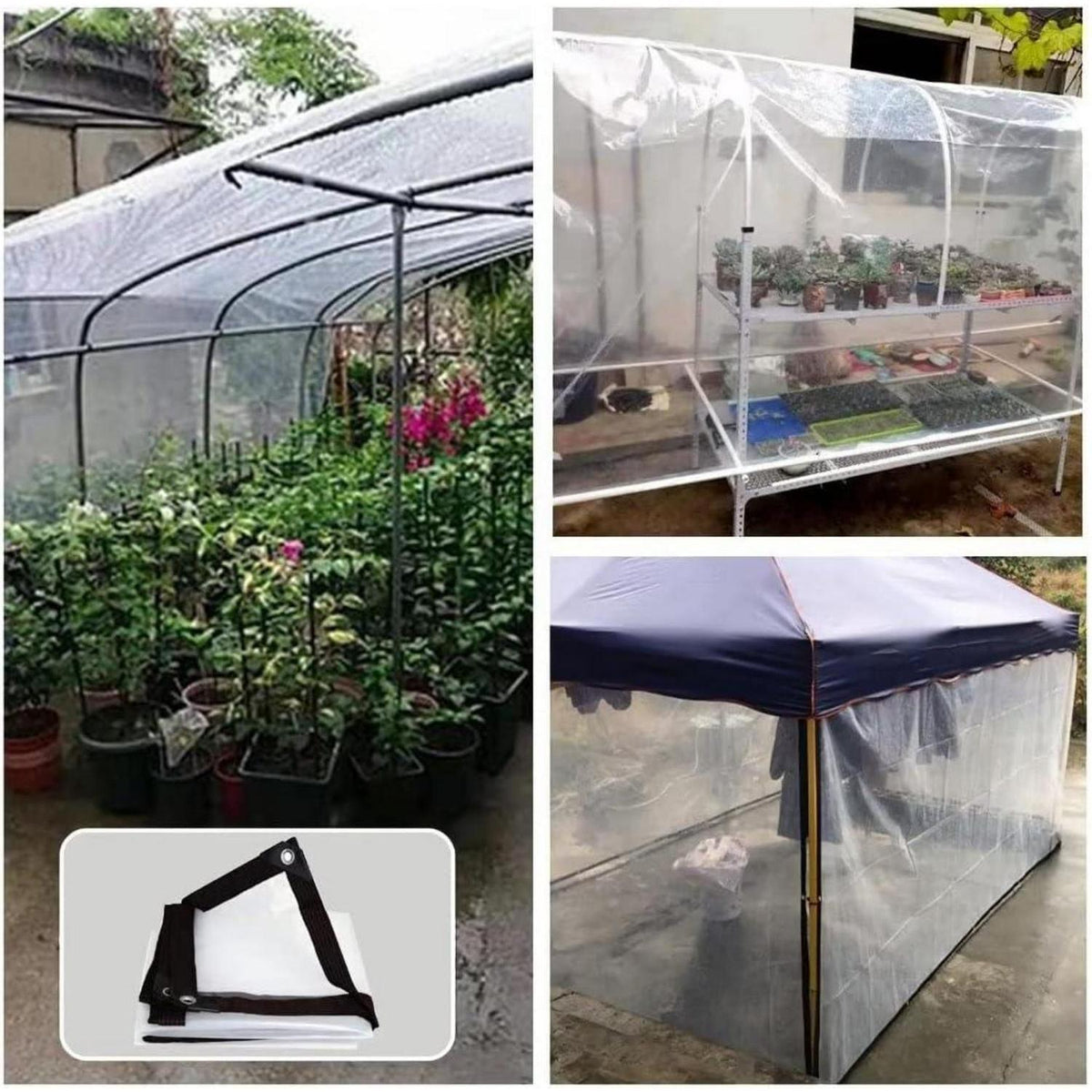 Transparente Abdeckplane mit Ösen, wetterfest, 2x4m