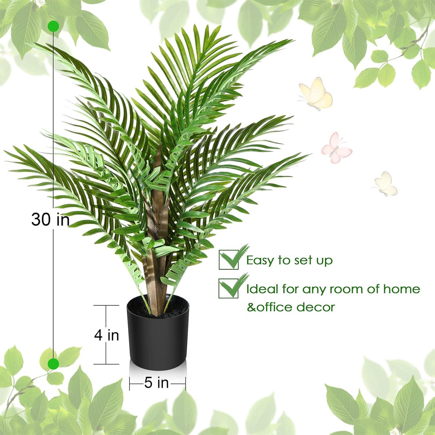 Künstliche Palme 70cm groß Areca Kunstpflanze mit Seegras-Korb
