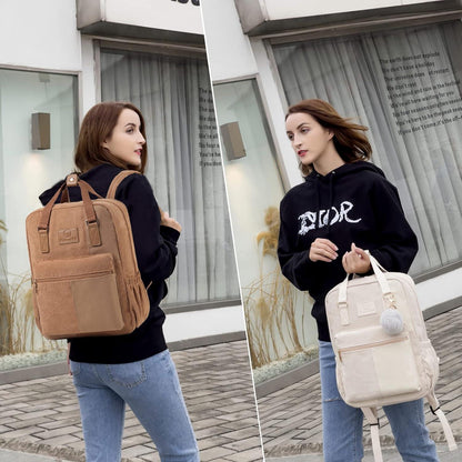 Stylischer Makukke Cord Rucksack Damen Herren Anti-Theft Daypack braun