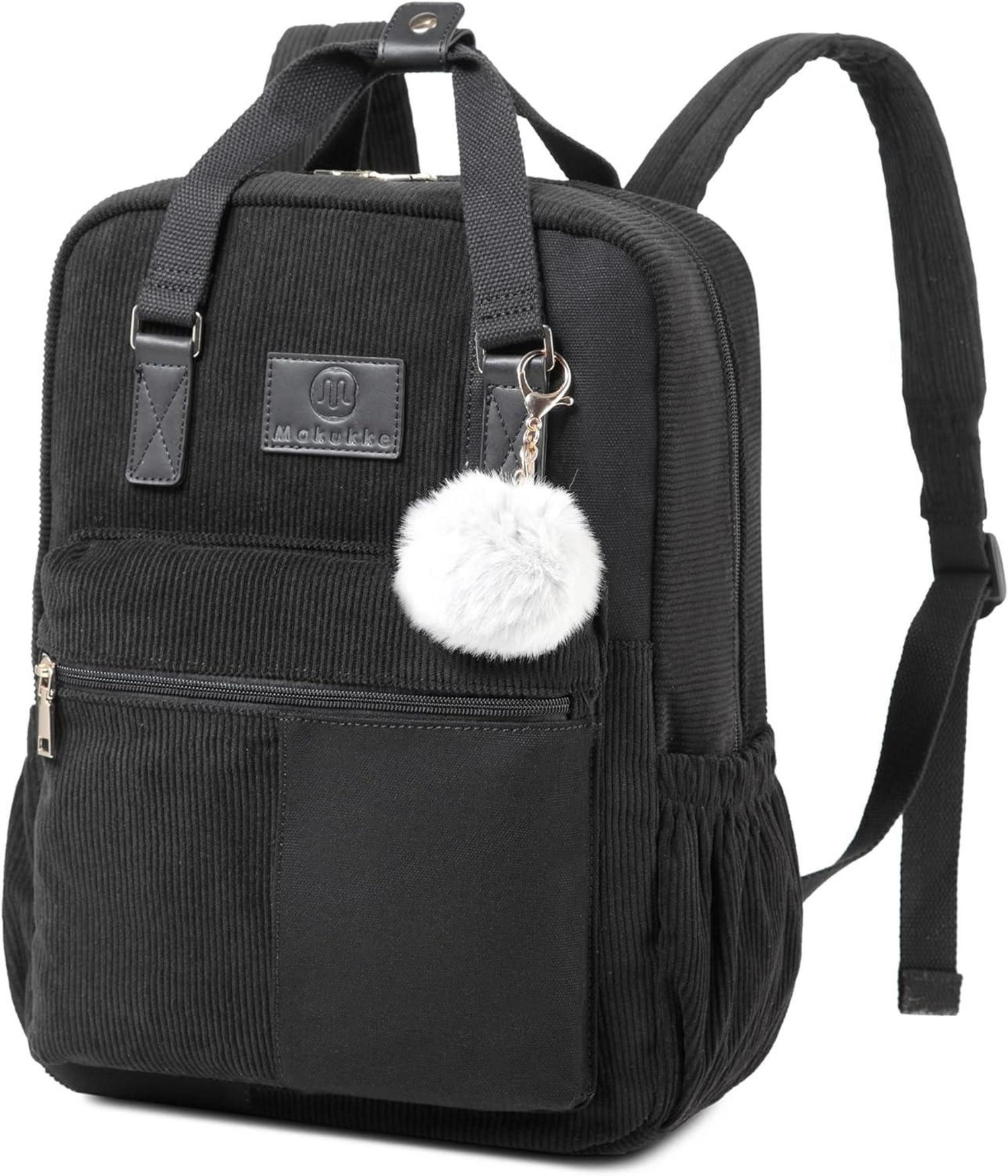 Cord Rucksack Anti-Theft Daypack Tasche Casual Citytasche Schwarz