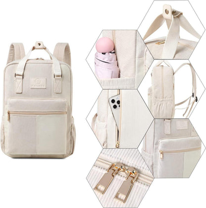 Makukke Cord Rucksack Damen Herren Anti-Theft Daypack Schwarz