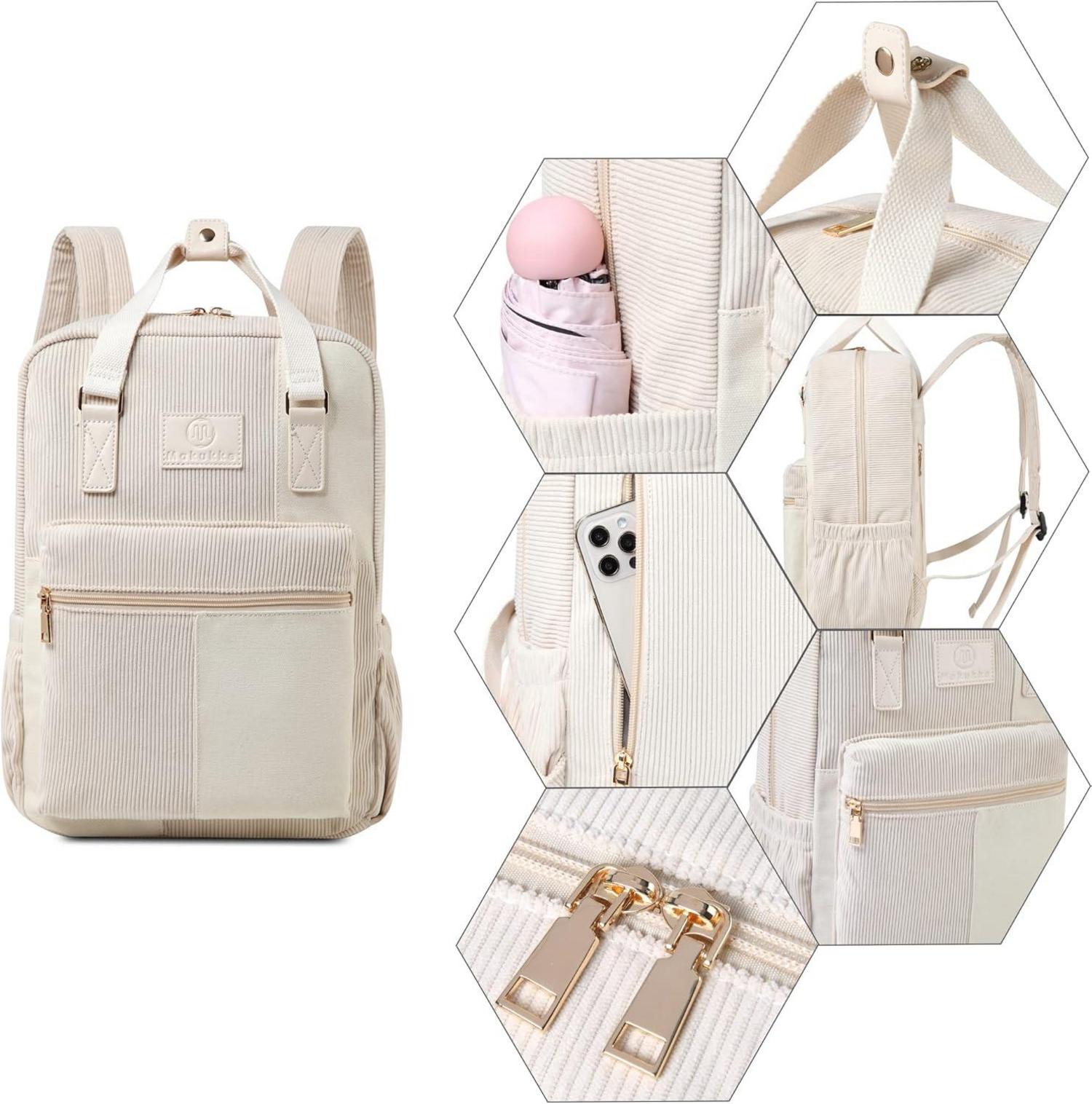 Makukke Cord-Rucksack Damen&Herren Anti-Theft Tasche Beige