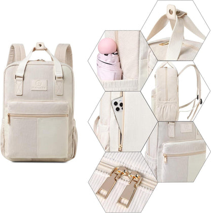 Makukke Cord-Rucksack Damen&Herren Anti-Theft Tasche Beige