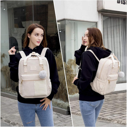 Makukke Cord Rucksack Anti-Theft Daypack Lässige Citytasche Beige