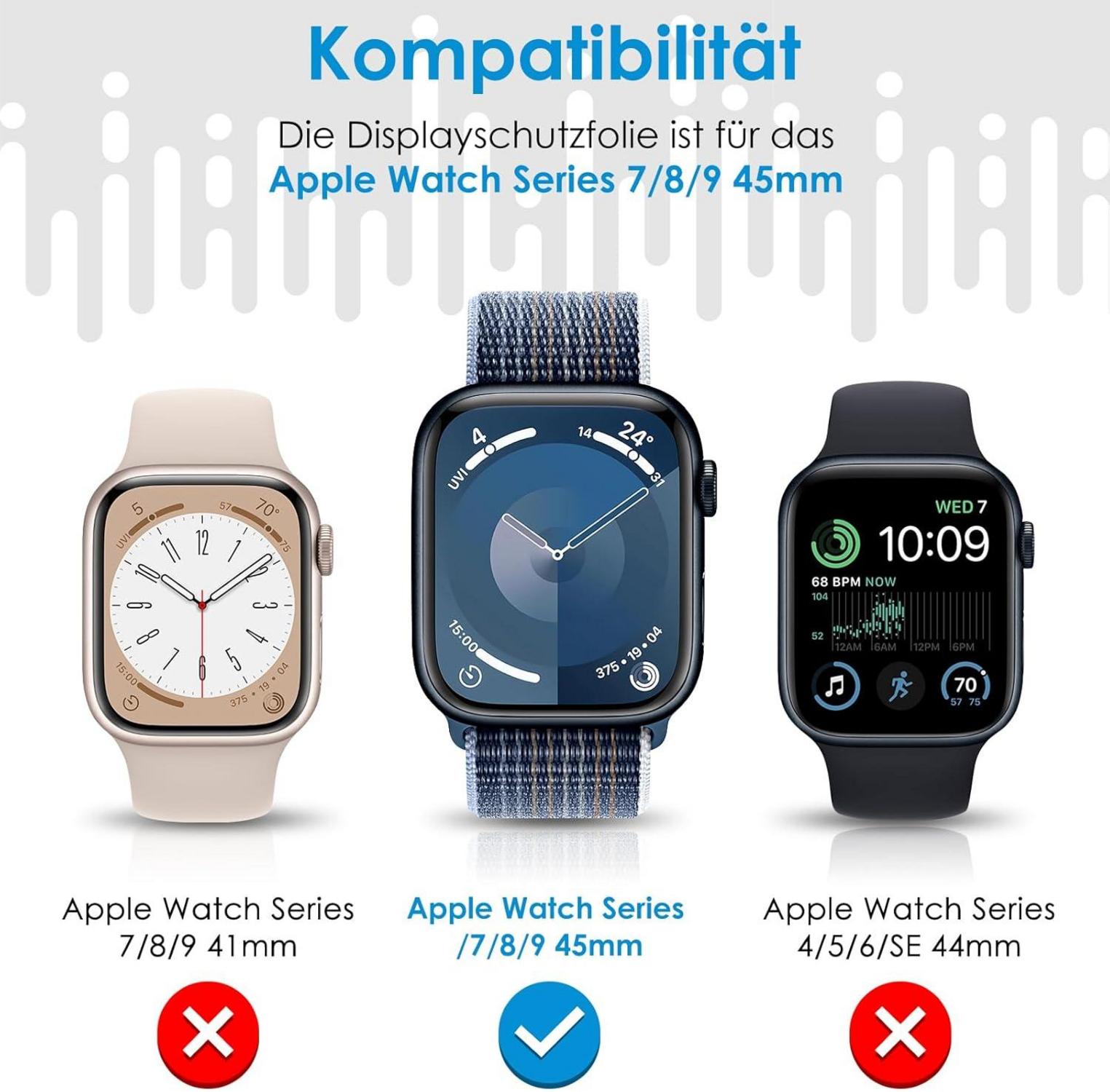 Schutzfolie für Apple Watch Series 9/8/7 45 mm - 8
