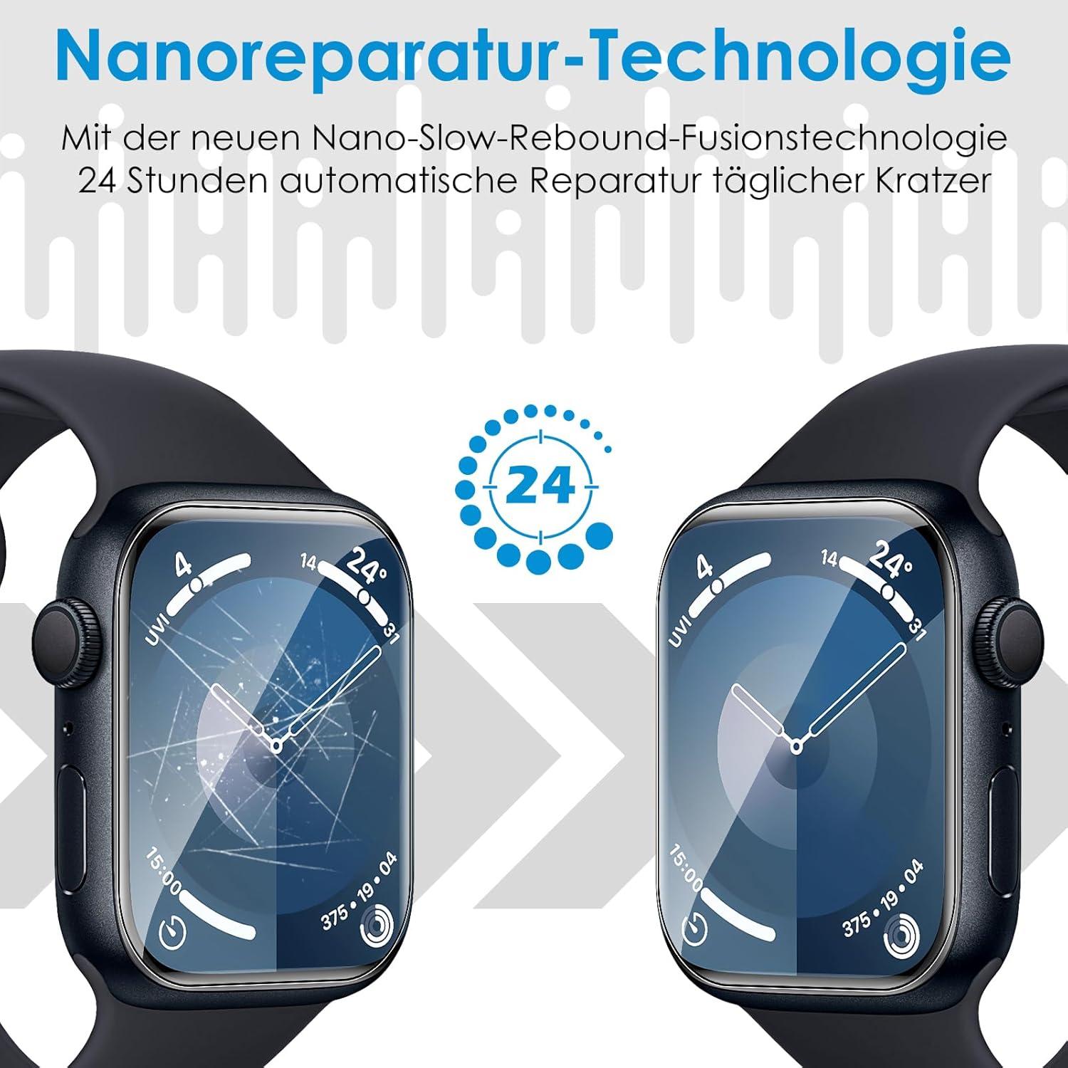 Apple Watch Series 9/8/7 45 mm Schutzfolie 8er Pack Transparent