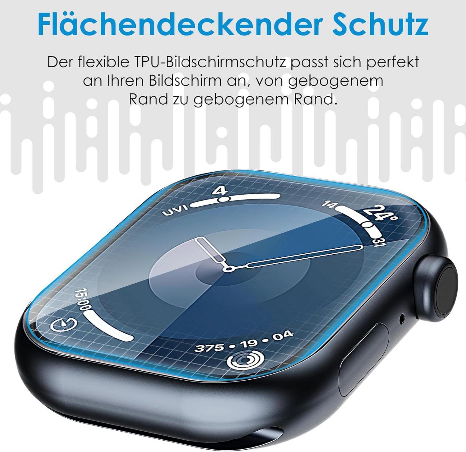 Schutzfolie für Apple Watch Series 9/8/7 41mm - 8er Pack Transparent