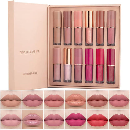 12er Lippenstift-Set – Matte & Glänzende Farben
