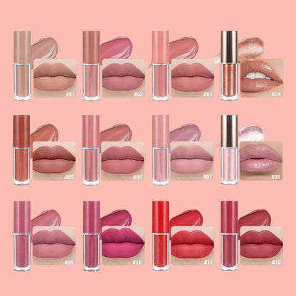 12er Lippenstift-Set – Matte & Glänzende Farben