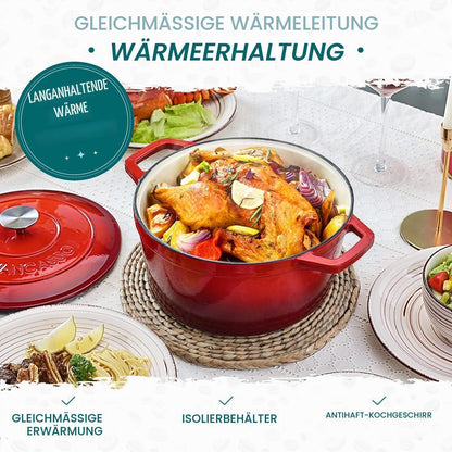 Gusseiserner Brottopf Rot, 5L - Emaillierte Backform