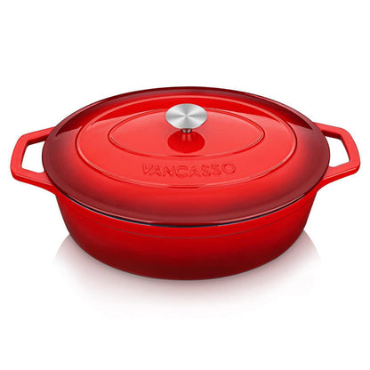 Gusseiserner Bräter mit Deckel, 8L, Rot – Perfekt zum Brotbacken