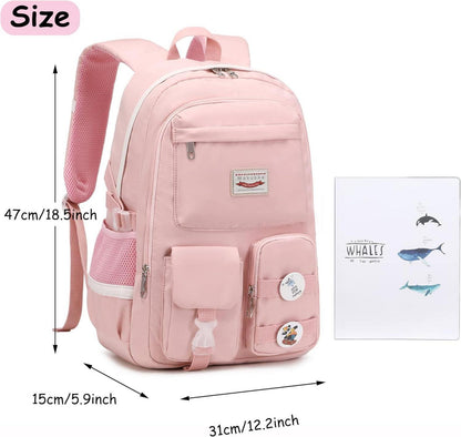 Modischer Schulrucksack Damen Mädchen Teenager Anime Bookbag - Rosa
