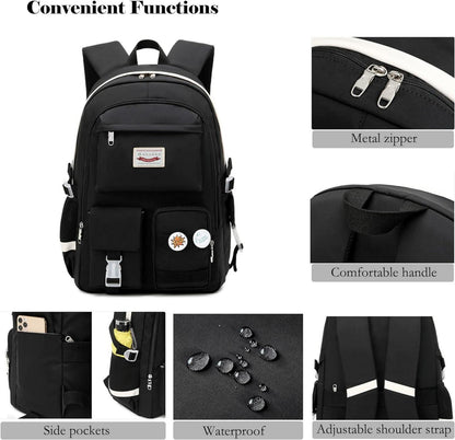 Makukke Schulrucksack Damen Teenager Mädchen Anti-Theft Daypack 15-Zoll-Laptopfach