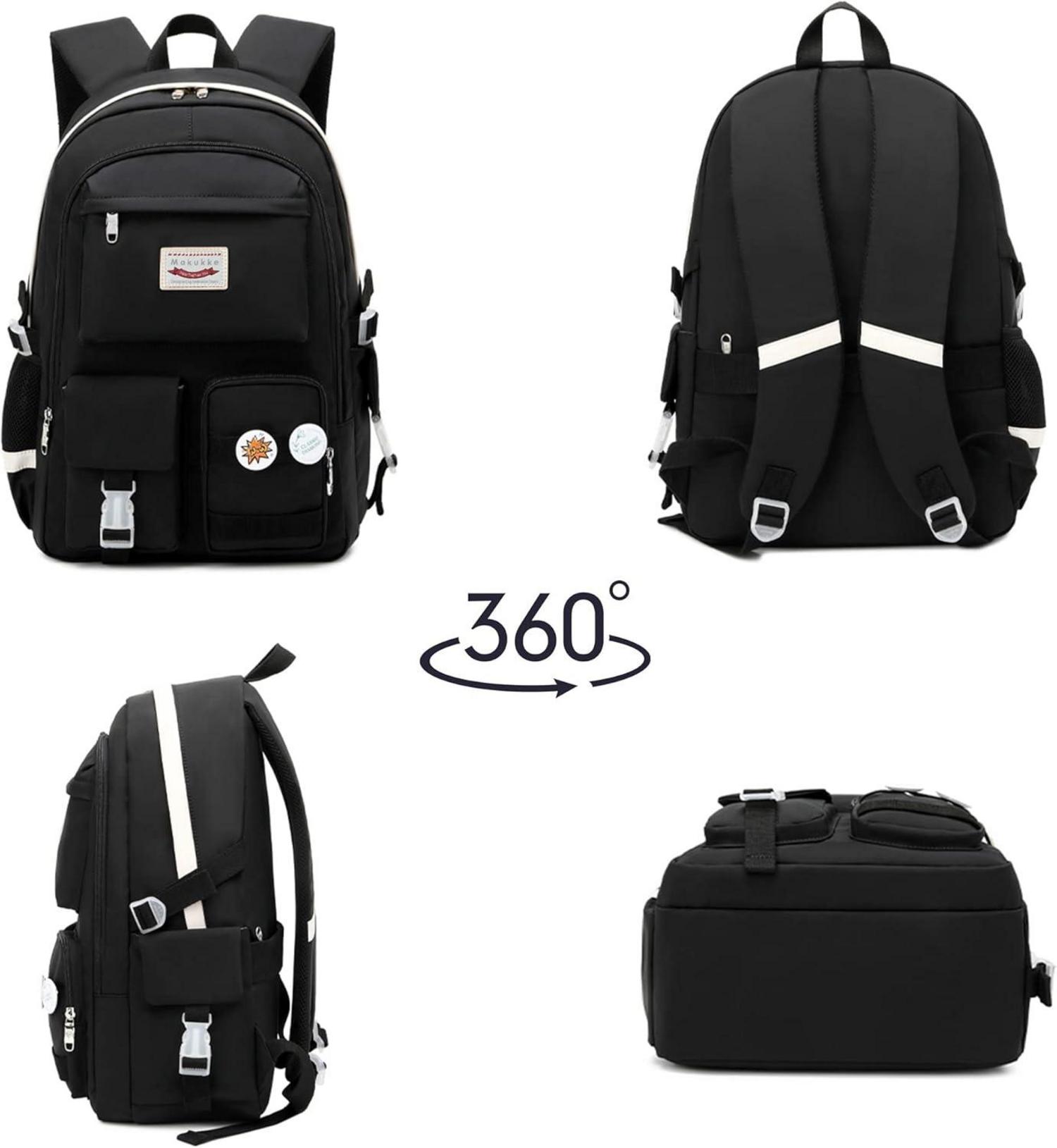 Schulrucksack Damen Mädchen Teenager Cute Anime Bookbag Anti-Theft 2-schwarz