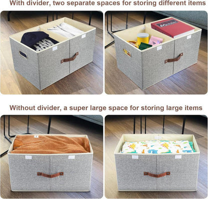 Aufbewahrungsbox mit Deckel und Fächern, Faltbar, Waschbar, Grau