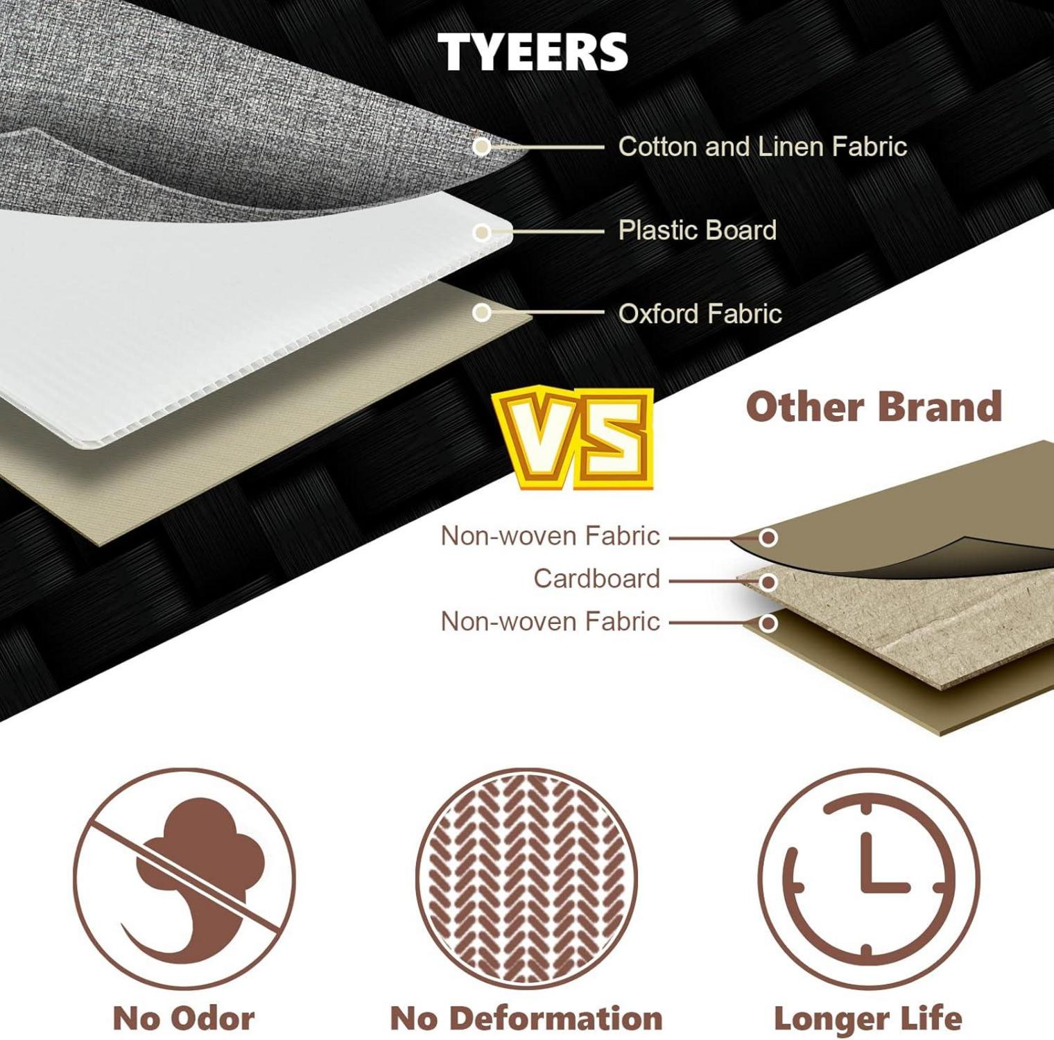 TYEERS Extra Große Aufbewahrungsbox mit Deckel Faltbar Grau 55x33x30 cm