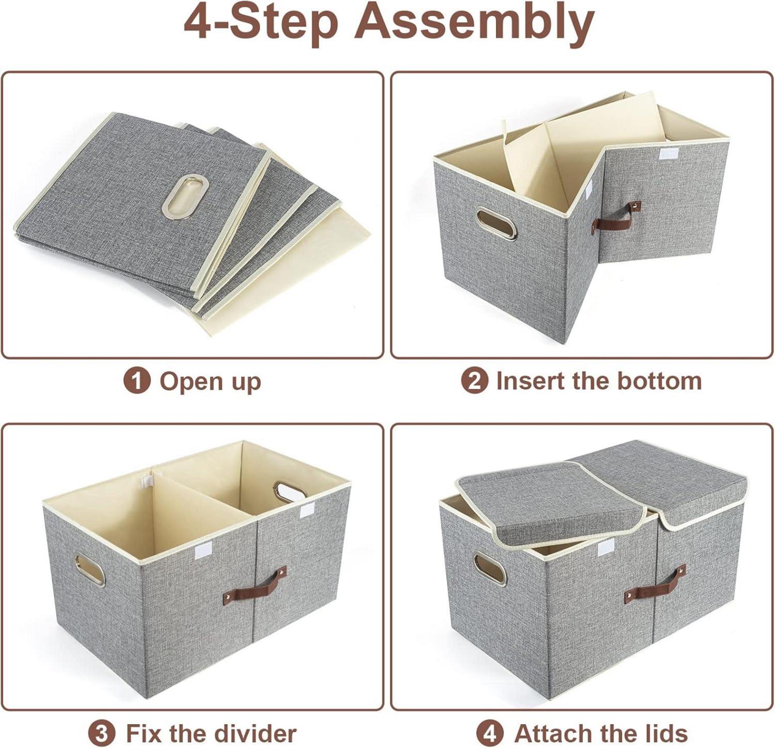 Extra Große Aufbewahrungsbox mit Deckel und Fächern, Faltbar