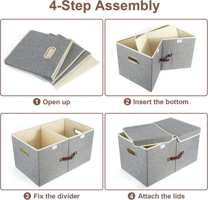 Extra Große Aufbewahrungsbox mit Deckel und Fächern, Faltbar