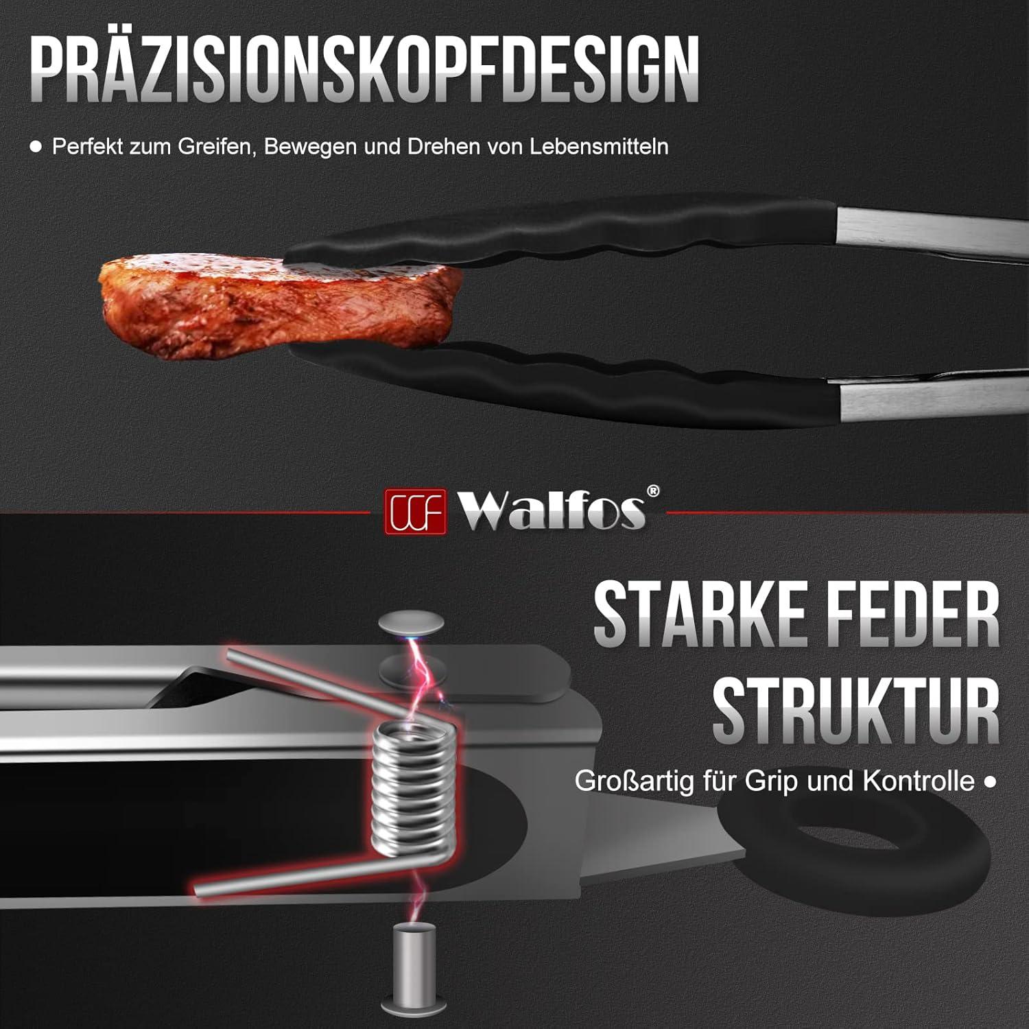 Küchenzange Grillzange Set 2er Hitzebeständige Silikonspitzen 23cm