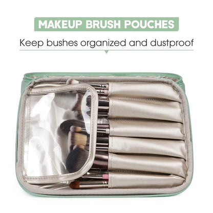 Große Reise Kosmetiktasche Schminktasche Organizer Damen Mädchen Makeup Minzgrün