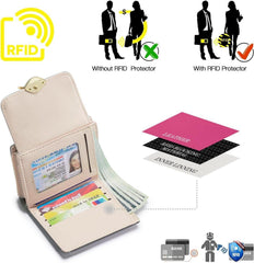 Damen Geldbeutel RFID Blockierung PU Leder Brieftasche Kleine Geldbörse