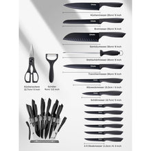 Messerblock mit Messer 16 TLG Messer Set Schwarz Antihaft