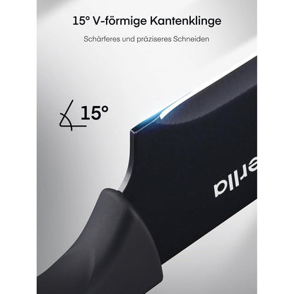 Messerblock mit Messer 16 TLG Messer Set Schwarz Antihaft