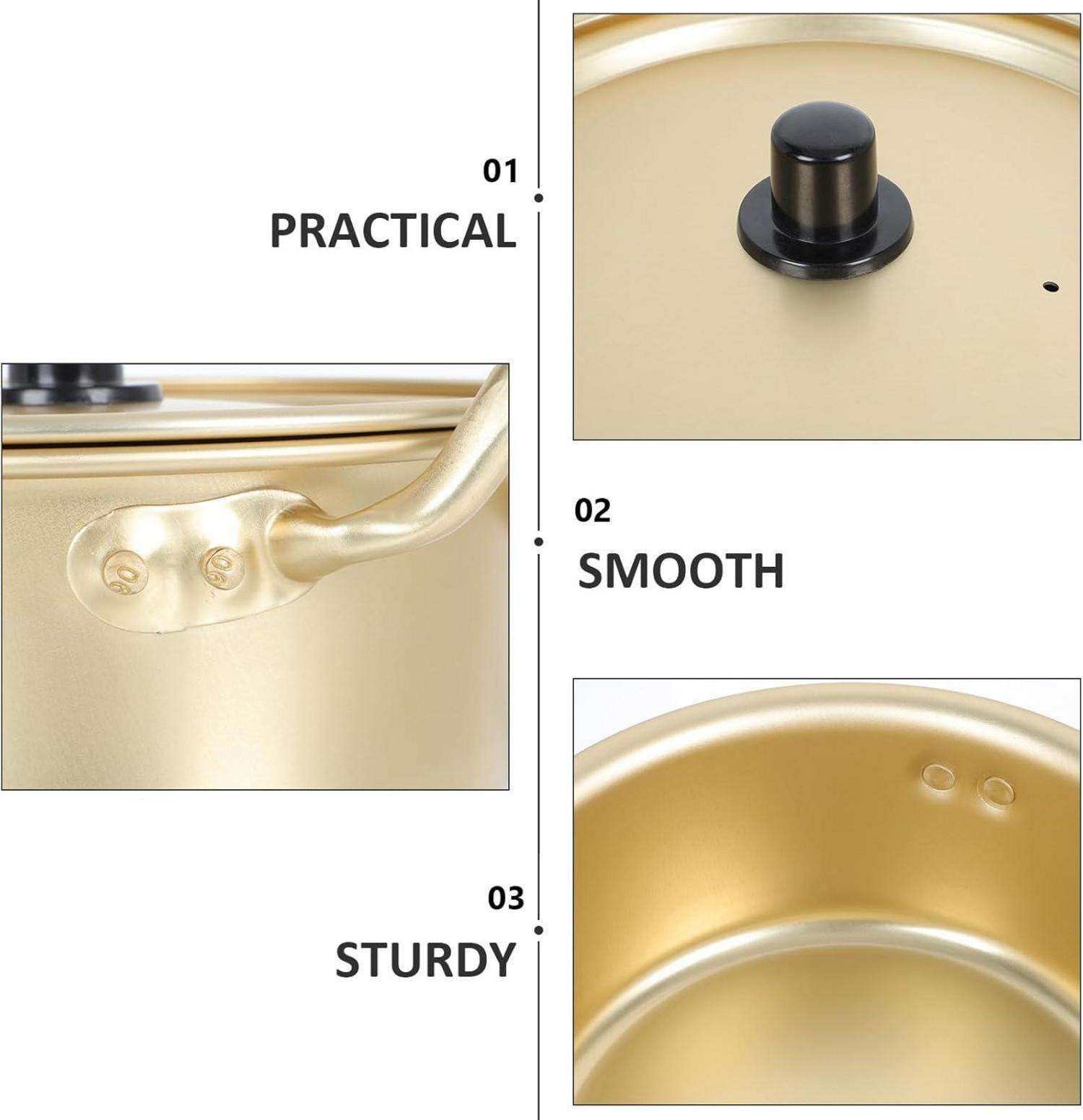 Koreanischer Ramen Nudeltopf mit Stäbchen und Löffel - Aluminium Hot Pot