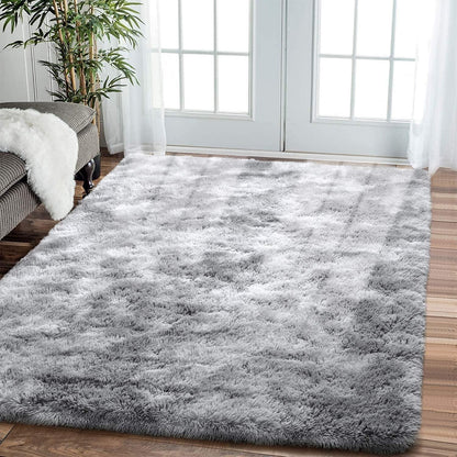 Shaggy Teppich Grau Weiß 200x300cm - Weicher Wohnzimmerteppich