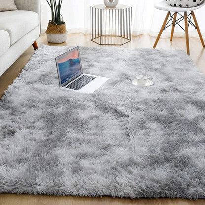 Shaggy Teppich Grau Weiß 200x300cm - Weicher Wohnzimmerteppich
