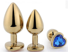 Gold Analplug Set Edelstahl Herzförmig mit Kristall, 3