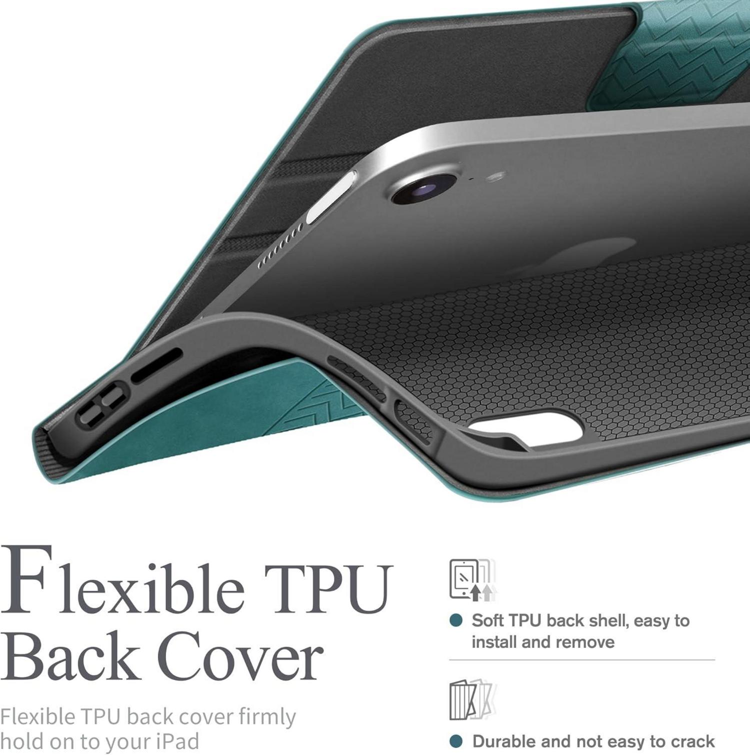 AUAUA iPad Mini 6 Hülle 2021 8.3 Zoll Ständer Cover, Stifthalter, Auto Sleep/Wake, Veganes Leder - Grün